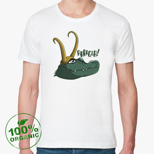 Футболка из органик-хлопка с принтом Крокодил Локи