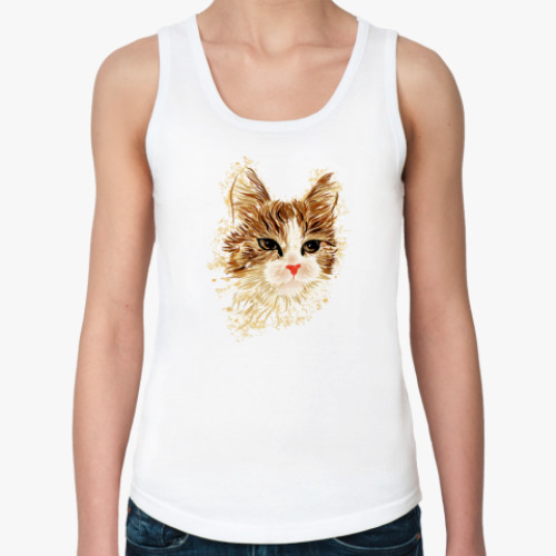 Женская майка с принтом Серьёзный Кот