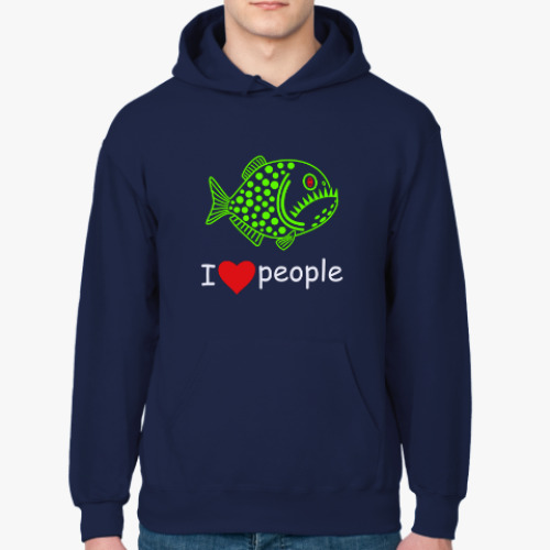 Толстовка худи Пиранья. I love people