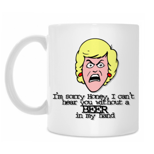 Кружка с принтом Can't hear you without beer