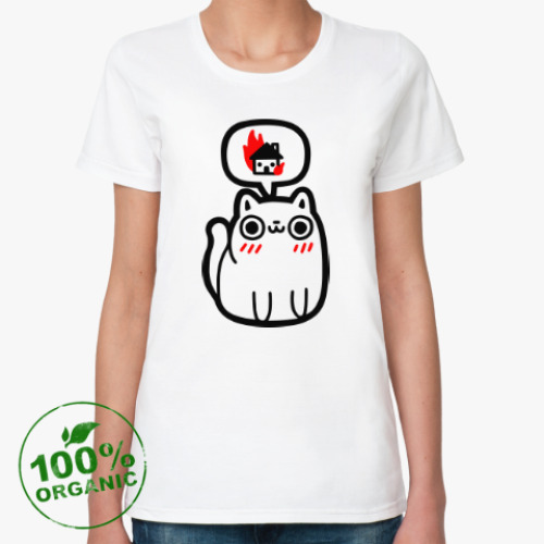 Женская футболка из органик-хлопка Котик злой