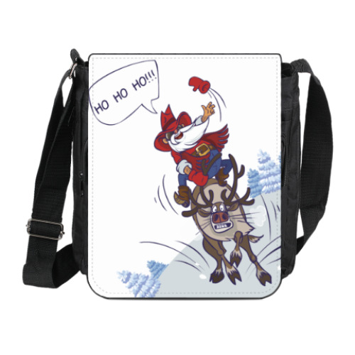 Сумка на плечо (мини-планшет) с принтом лихой Санта