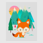 Постер 60 х 75 см Лисенок на природе