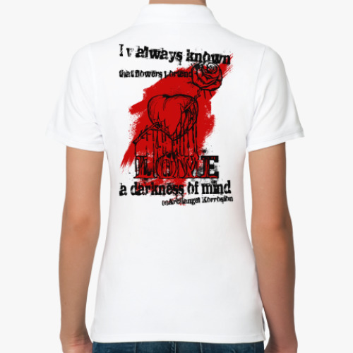 Женская рубашка поло (печать) Любовь и розы