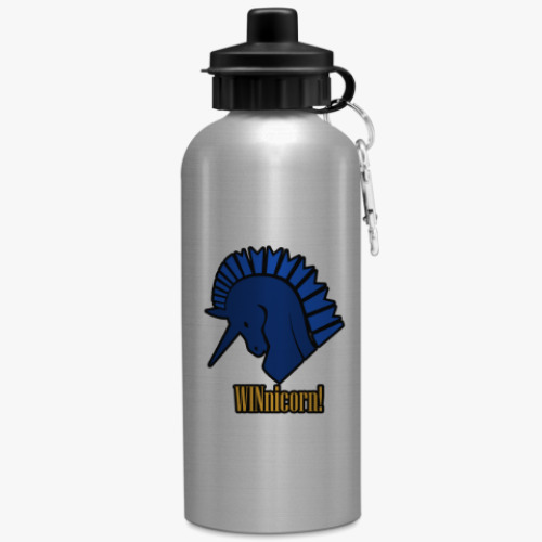 Бутылка с карабином (500 мл) с принтом Единорог