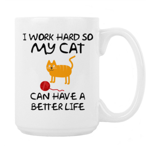 Кружка с принтом I WORK HARD