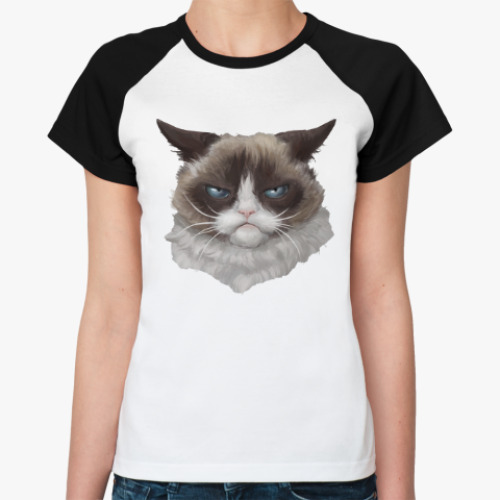 Женская футболка реглан Grumpy Cat / Сердитый Кот