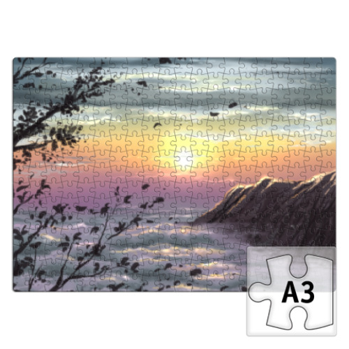 Пазл с принтом Пейзаж закат