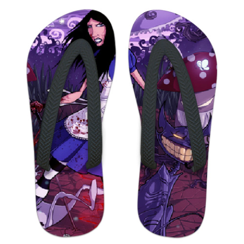 Шлепанцы (сланцы) с принтом Алиса в Стране Чудес