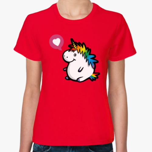 Женская футболка с принтом Толстенький единорог