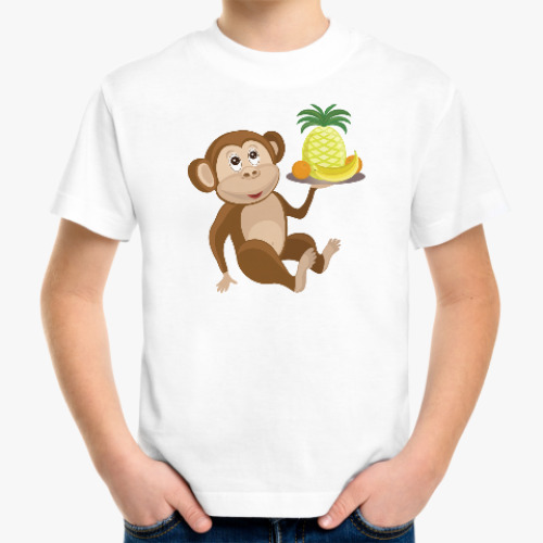 Детская футболка Обезьянка с фруктами
