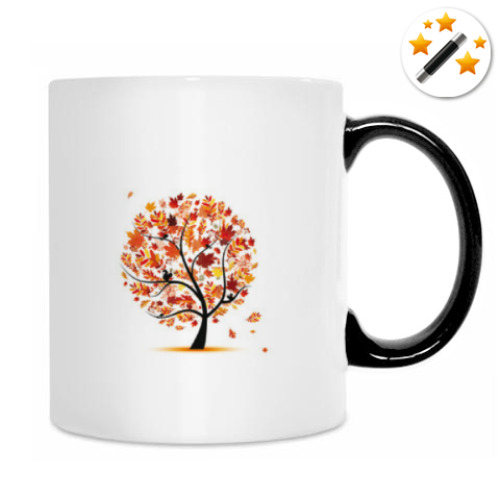 Кружка-хамелеон с принтом дерево