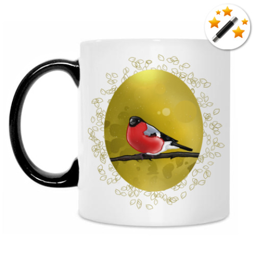 Кружка-хамелеон с принтом Снегирь
