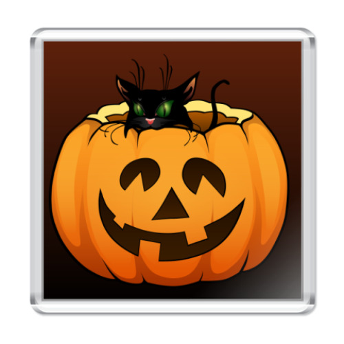 Магнит с принтом   Черный кот