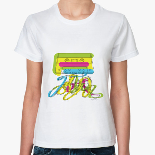 Классическая футболка с принтом Кассета