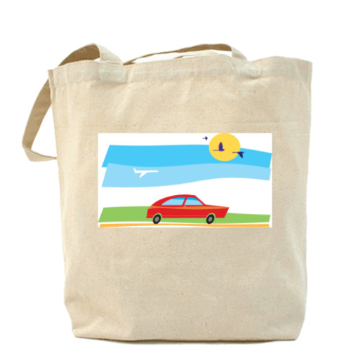 Сумка шоппер с принтом Машина