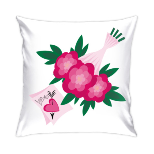 Подушка Я тебя люблю - букет цветов