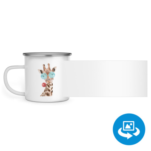 Эмалированная кружка (круговая запечатка) с принтом Жираф в очках
