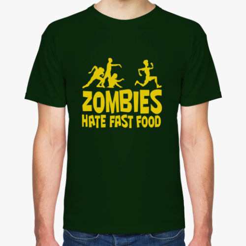 Футболка с принтом Zombies hate fast food