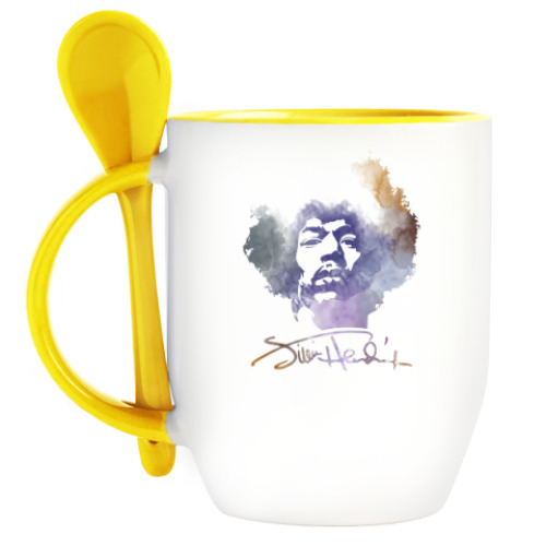 Кружка с ложкой  Jimi Hendrix - Джими Хендрикс