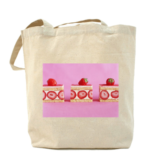 Сумка шоппер с принтом  'Клубничное пирожное'