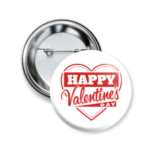 Значок 50мм с принтом С днем ​​Святого Валентина - Happy Valentines Day