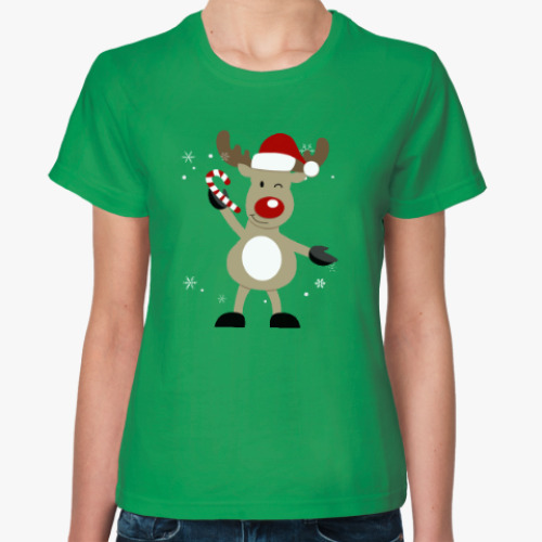 Женская футболка Олененок с конфетой