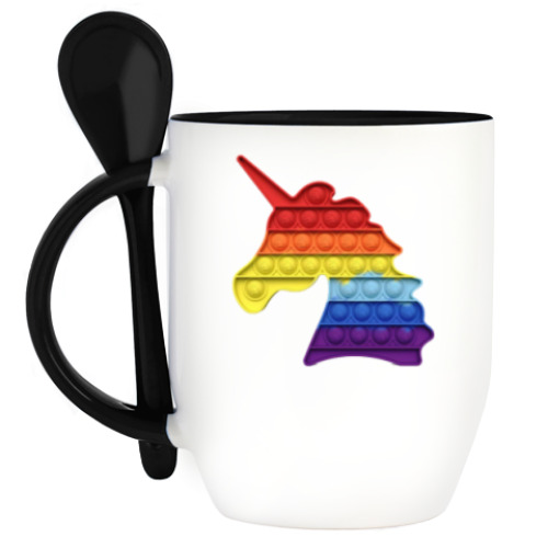 Кружка с ложкой с принтом Anti-stress! Антистресс!