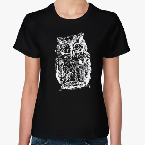 Женская футболка с принтом Сова ночью