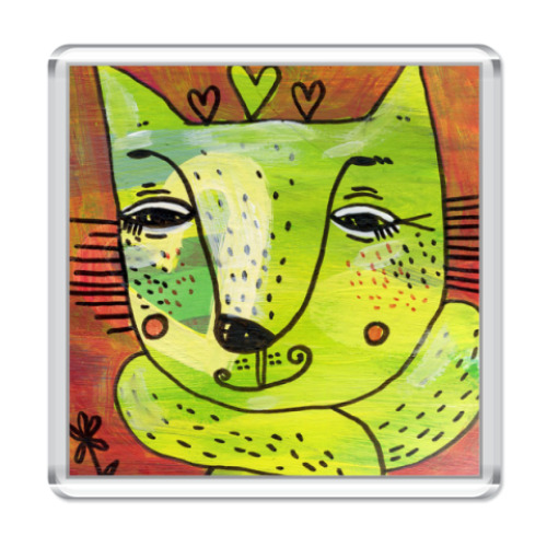 Магнит с принтом  Мечтающий кот