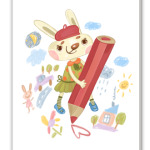 Зайка рисует