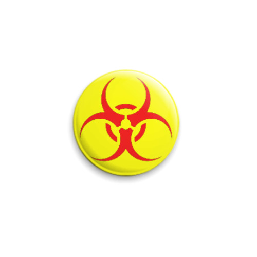 Значок 25мм с принтом Biohazard красный