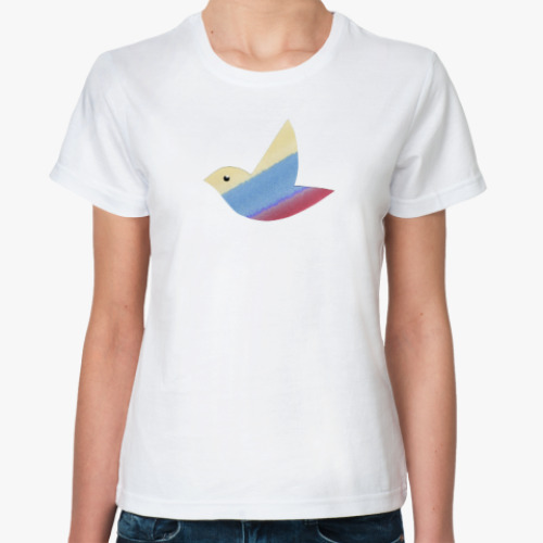 Классическая футболка Акварельная птичка Watercolor