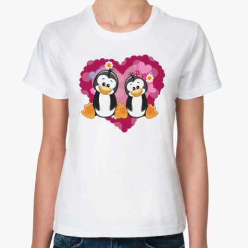 Классическая футболка Пингвины in love