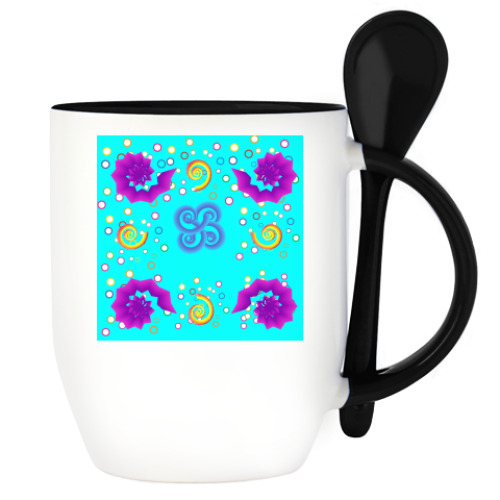 Кружка с ложкой с принтом Abstract circles