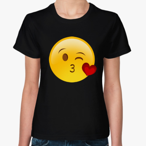 Женская футболка Emoji Смайл: Воздушный Поцелуй
