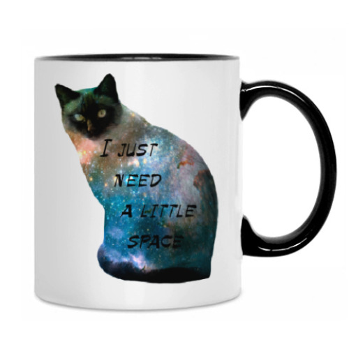 Кружка с принтом Котик космический