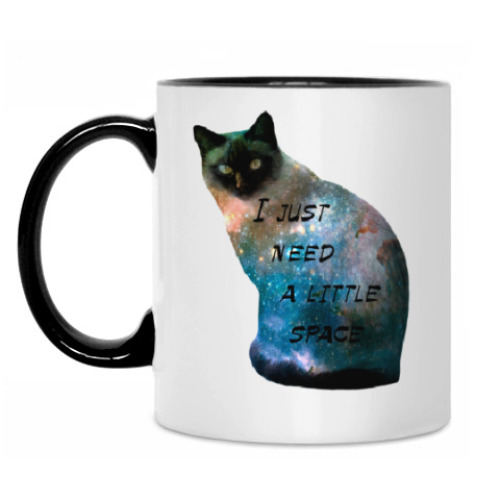 Кружка с принтом Котик космический