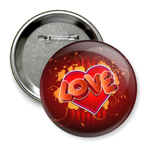Значок 75мм с принтом   Love