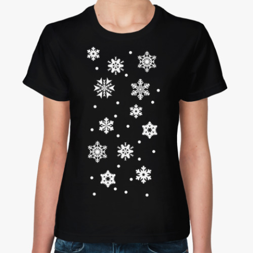Женская футболка с принтом Снежинки