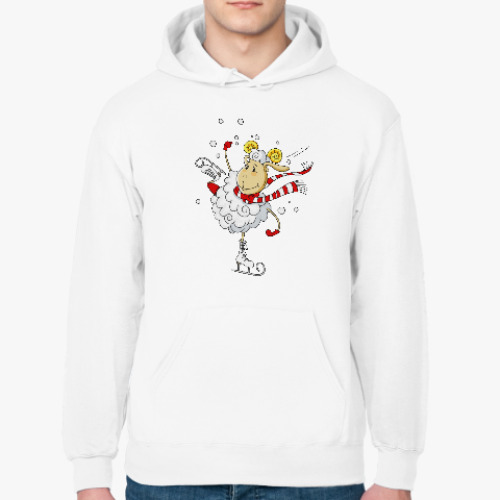 Толстовка худи с принтом Овечка на коньках