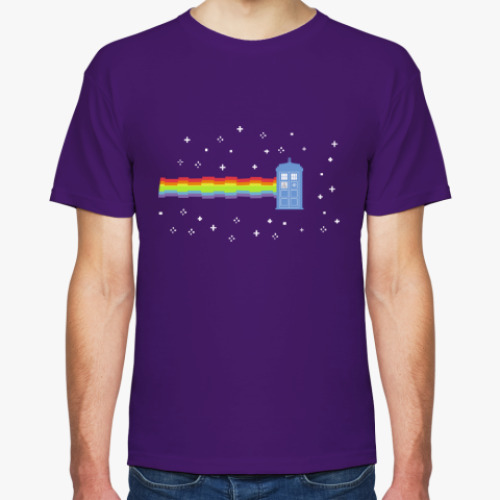 Футболка с принтом  Nyan Cat &TARDIS