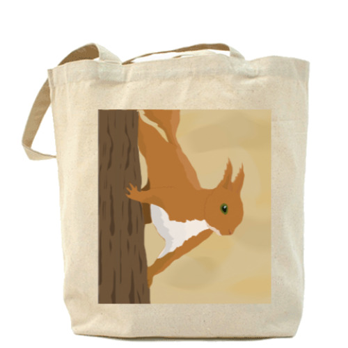 Сумка шоппер с принтом Белка на дереве