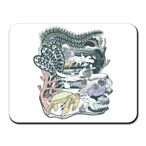 Коврик для мыши с принтом черепаха морская