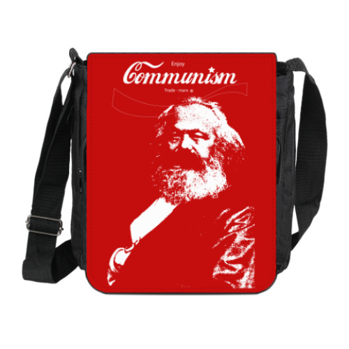 Сумка на плечо (мини-планшет) с принтом Enjoy communism - trade Marx