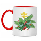 Двухцветная кружка Новогодний букет