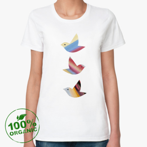 Женская футболка из органик-хлопка Акварельные птицы Watercolor
