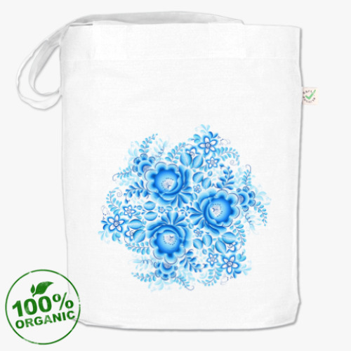 Сумка шоппер с принтом Цветы в стиле Гжель