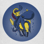 Морское чудовище осьминог обвивший якорь под водой