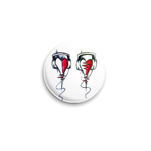 Значок 25мм Два сердца